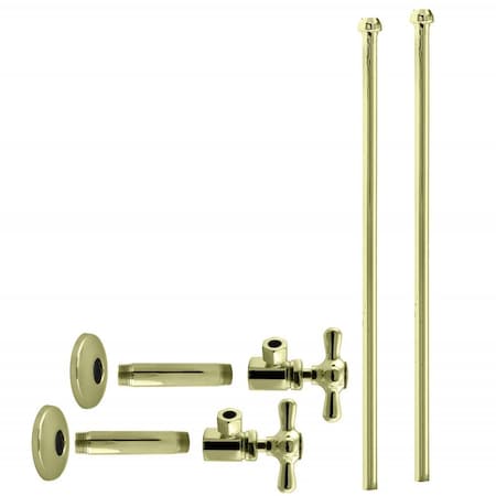 Westbrass Faucet Kit, 1/2" IPS x 3/8" OD x 20" Bullnose in Polished Brass D103KBNX-01